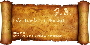 Földvári Mendel névjegykártya